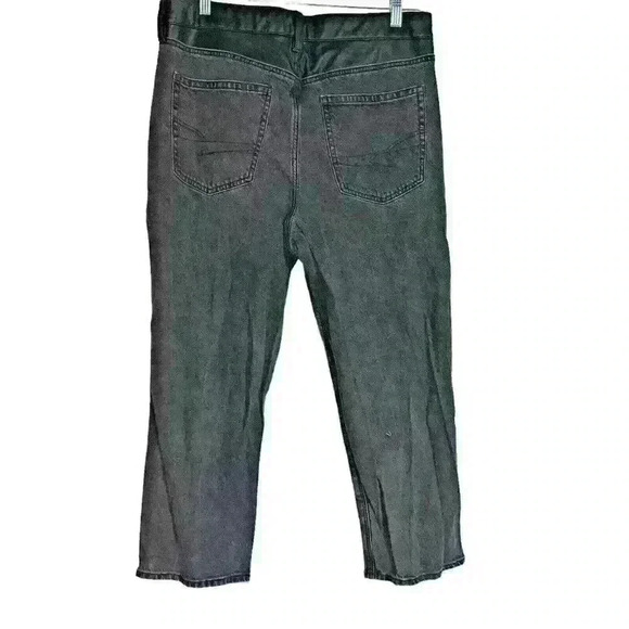 American Eagle Sz‎ 14 Jeans Straight Leg Faux Leather Trim Stretch - Picture 4 of 16